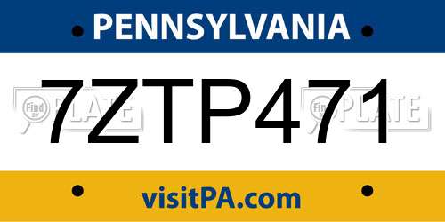 7ZTP471 Pennsylvania License Plate