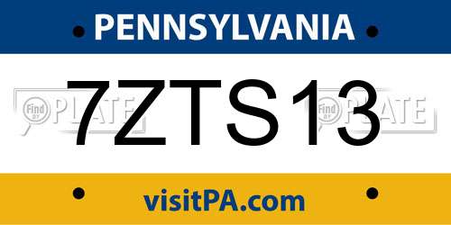 7ZTS13 Pennsylvania License Plate