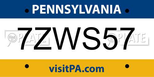 7ZWS57 Pennsylvania License Plate