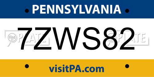 7ZWS82 Pennsylvania License Plate