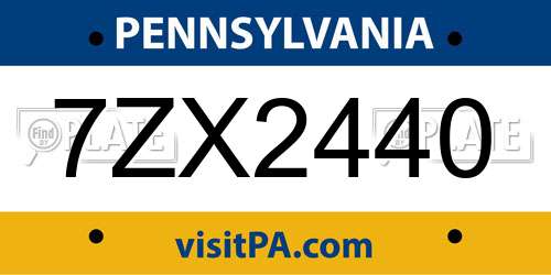 7ZX2440 Pennsylvania License Plate
