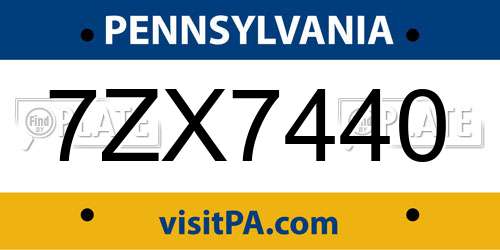 7ZX7440 Pennsylvania License Plate