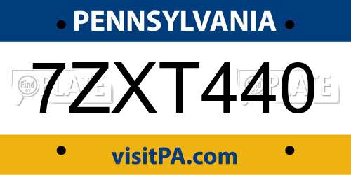 7ZXT440 Pennsylvania License Plate