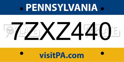 7ZXZ440 Pennsylvania License Plate