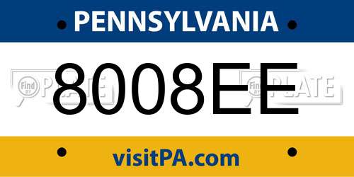 8008EE Pennsylvania License Plate