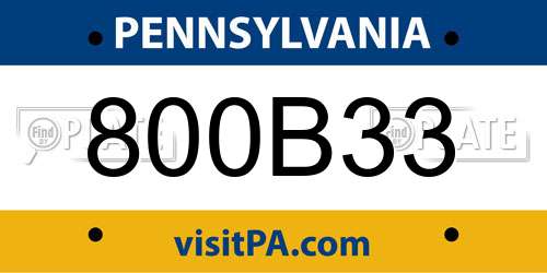 800B33 Pennsylvania License Plate