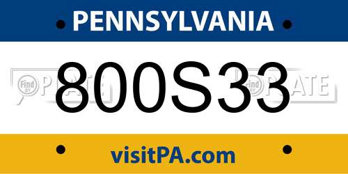 800S33 Pennsylvania License Plate