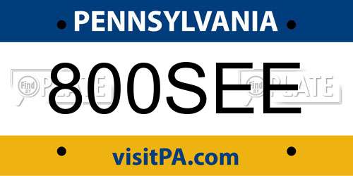 800SEE Pennsylvania License Plate