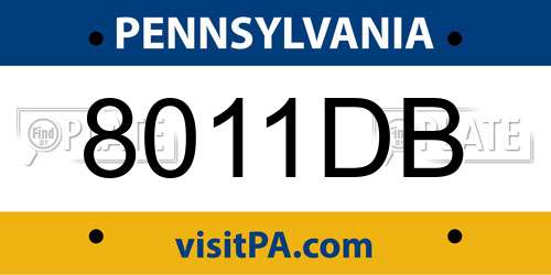 8011DB Pennsylvania License Plate