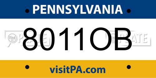 8011OB Pennsylvania License Plate