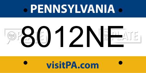 8012NE Pennsylvania License Plate
