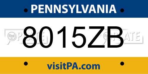 8015ZB Pennsylvania License Plate