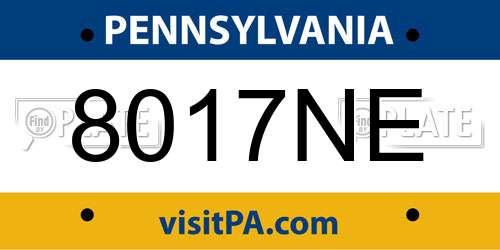 8017NE Pennsylvania License Plate