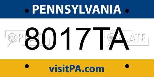 8017TA Pennsylvania License Plate