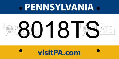 8018TS Pennsylvania License Plate