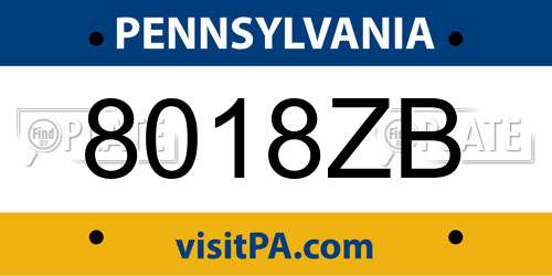 8018ZB Pennsylvania License Plate
