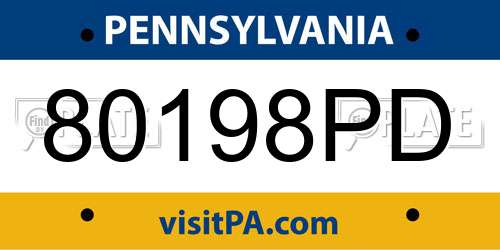 80198PD Pennsylvania License Plate