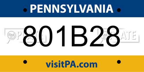 801B28 Pennsylvania License Plate