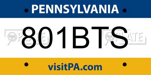 801BTS Pennsylvania License Plate