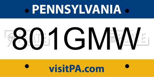 801GMW Pennsylvania License Plate