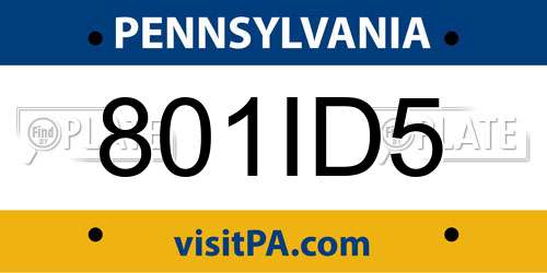 801ID5 Pennsylvania License Plate