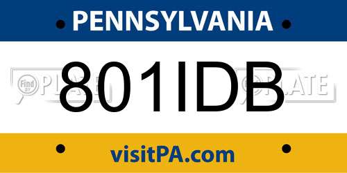 801IDB Pennsylvania License Plate