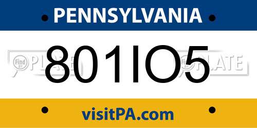 801IO5 Pennsylvania License Plate