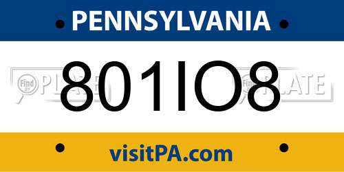 801IO8 Pennsylvania License Plate