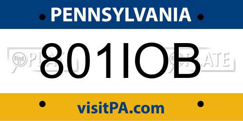 801IOB Pennsylvania License Plate