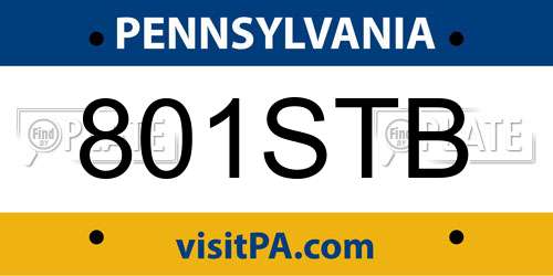 801STB Pennsylvania License Plate