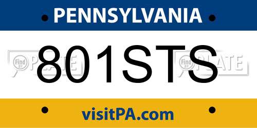 801STS Pennsylvania License Plate