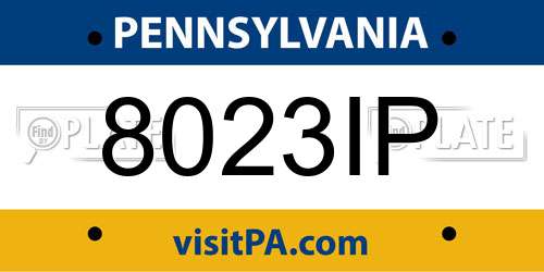 8023IP Pennsylvania License Plate