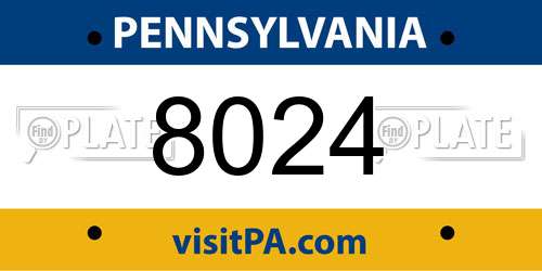 8024 Pennsylvania License Plate