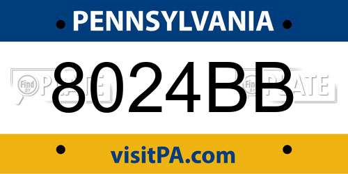 8024BB Pennsylvania License Plate