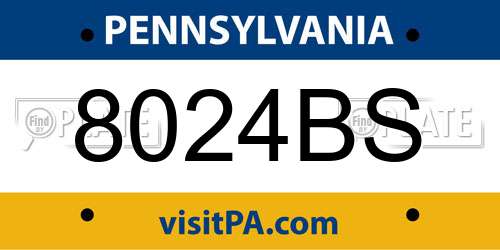 8024BS Pennsylvania License Plate