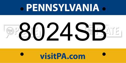 8024SB Pennsylvania License Plate