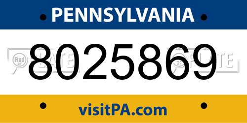 8025869 Pennsylvania License Plate