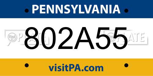802A55 Pennsylvania License Plate
