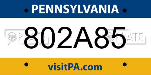 802A85 Pennsylvania License Plate