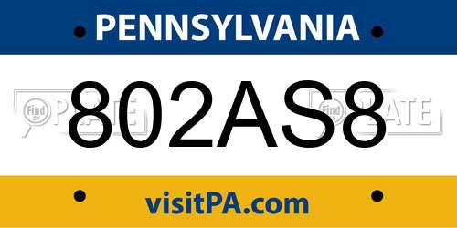 802AS8 Pennsylvania License Plate