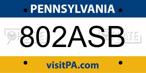802ASB Pennsylvania License Plate