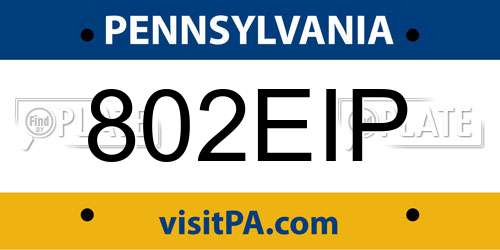 802EIP Pennsylvania License Plate