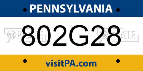 802G28 Pennsylvania License Plate