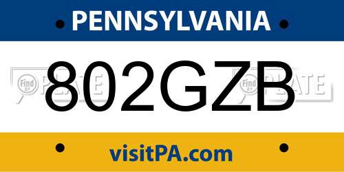 802GZB Pennsylvania License Plate