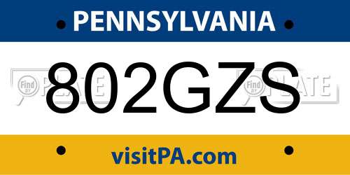 802GZS Pennsylvania License Plate