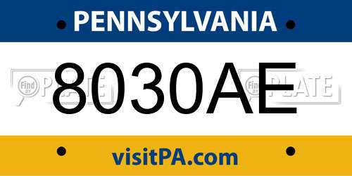 8030AE Pennsylvania License Plate