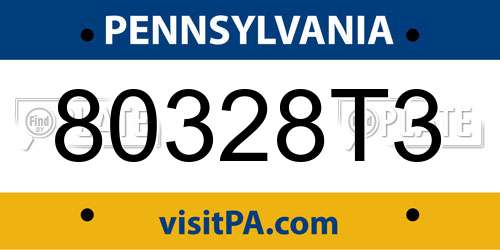 80328T3 Pennsylvania License Plate