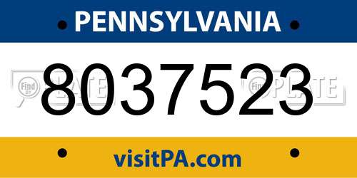 8037523 Pennsylvania License Plate