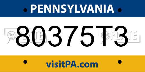 80375T3 Pennsylvania License Plate