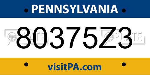 80375Z3 Pennsylvania License Plate